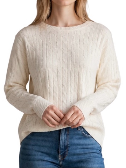 Ralph Lauren Sport Cable Knit Sweater Boatneck Pullover Cream Women’s S Oversize